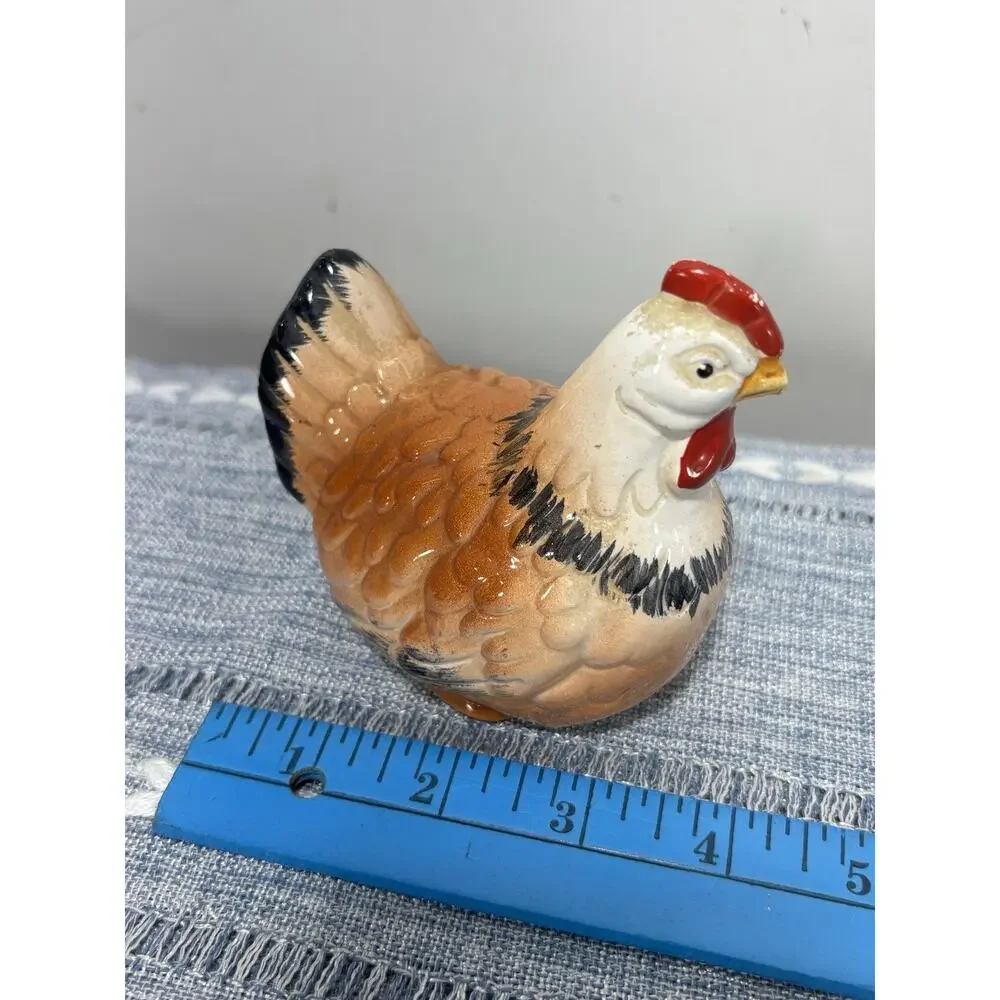 Vintage Ceramic Hen Chicken Figurine Brown Red Farmhouse Country Kitchen Decor